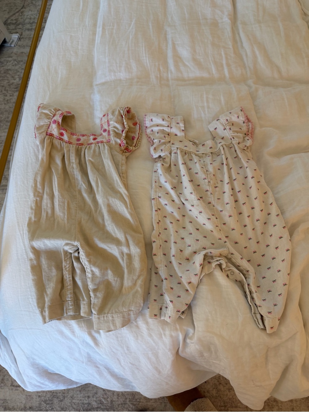 Old Navy Cream & Light Pink Girls Rompers with Ruffle Straps